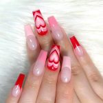 37 Dazzling Coffin White Nails With Red Heart