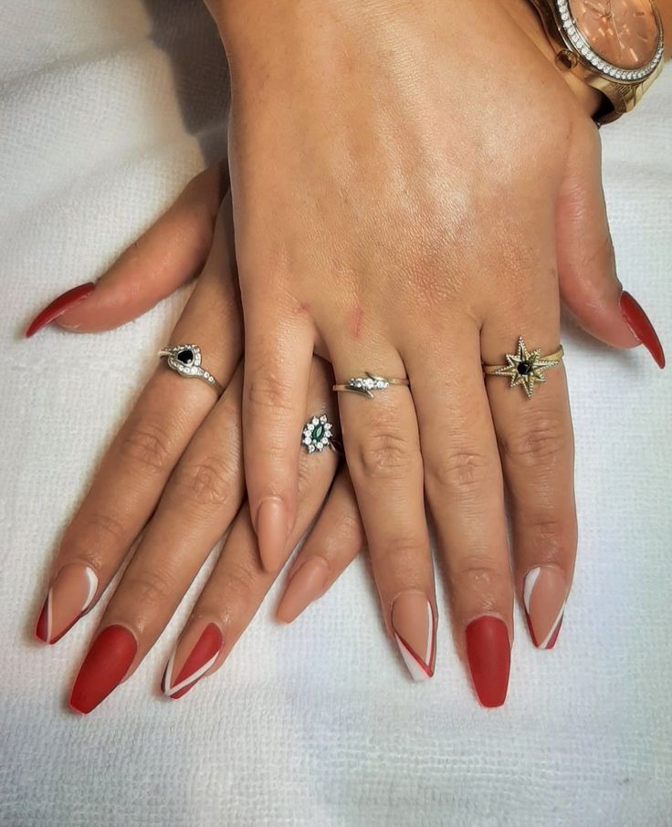 37+ Elegant Dark Red French Tip Nails To Rock This Month